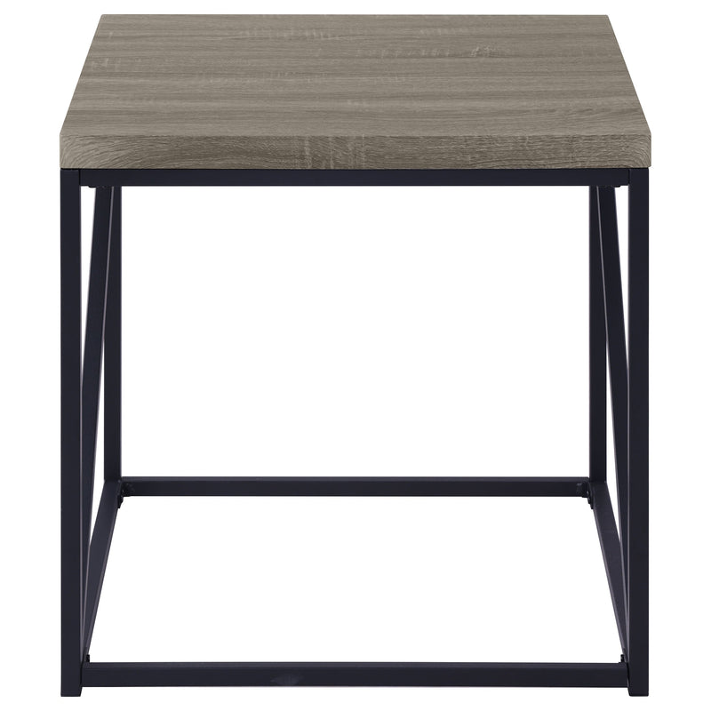 Mesa auxiliar Birdie Square de madera diseñada, gris Sonoma