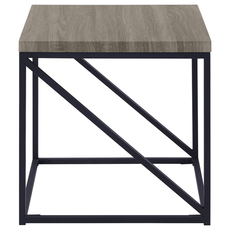 Mesa auxiliar Birdie Square de madera diseñada, gris Sonoma