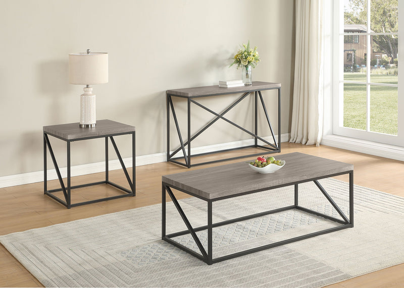 Mesa auxiliar Birdie Square de madera diseñada, gris Sonoma