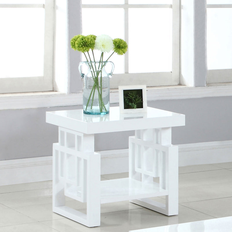 Mesa auxiliar rectangular Schmitt blanco de alto brillo