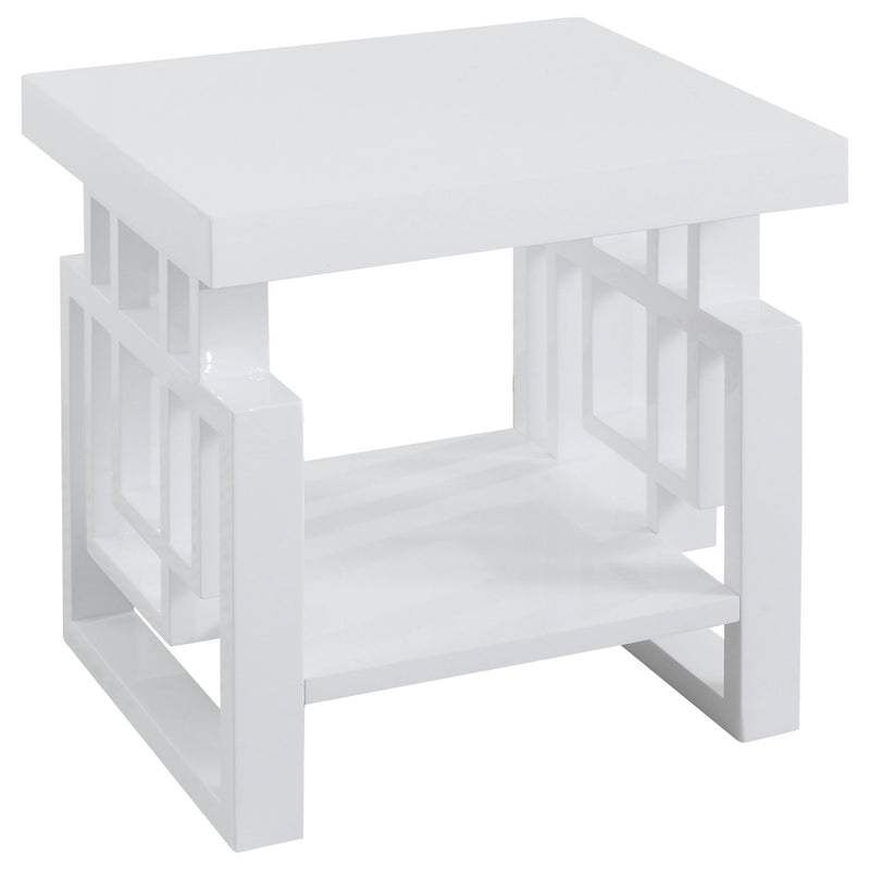 Mesa auxiliar rectangular Schmitt blanco de alto brillo