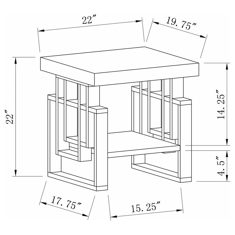 Mesa auxiliar rectangular Schmitt blanco de alto brillo