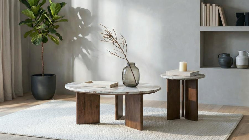 Jenna 35-inch Round Marble Top Cocktail Coffee Table
