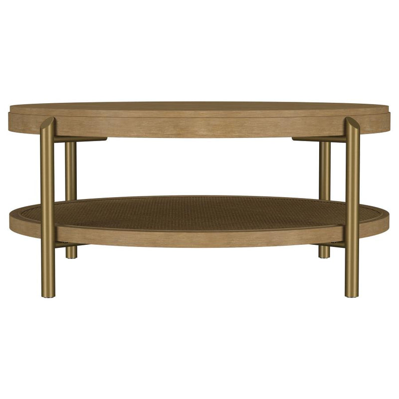 Arini Round Coffee Table With Storage Shelf