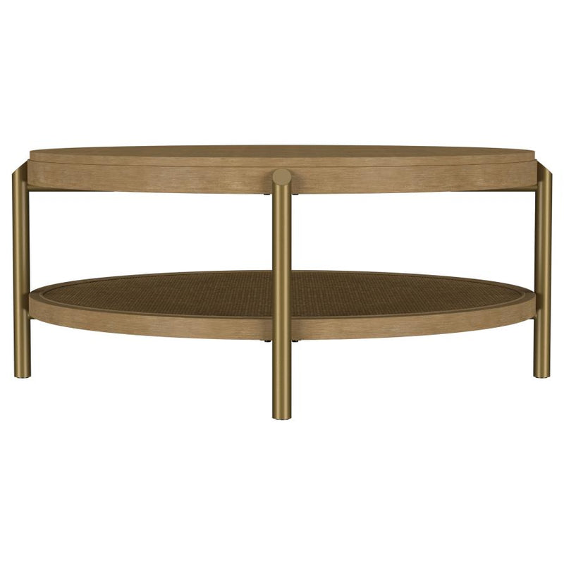 Arini Round Coffee Table With Storage Shelf