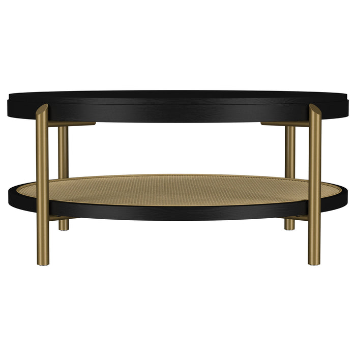 Arini Round Coffee Table With Storage Shelf