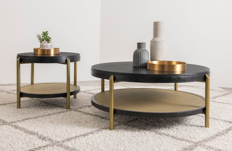Arini Round Coffee Table With Storage Shelf