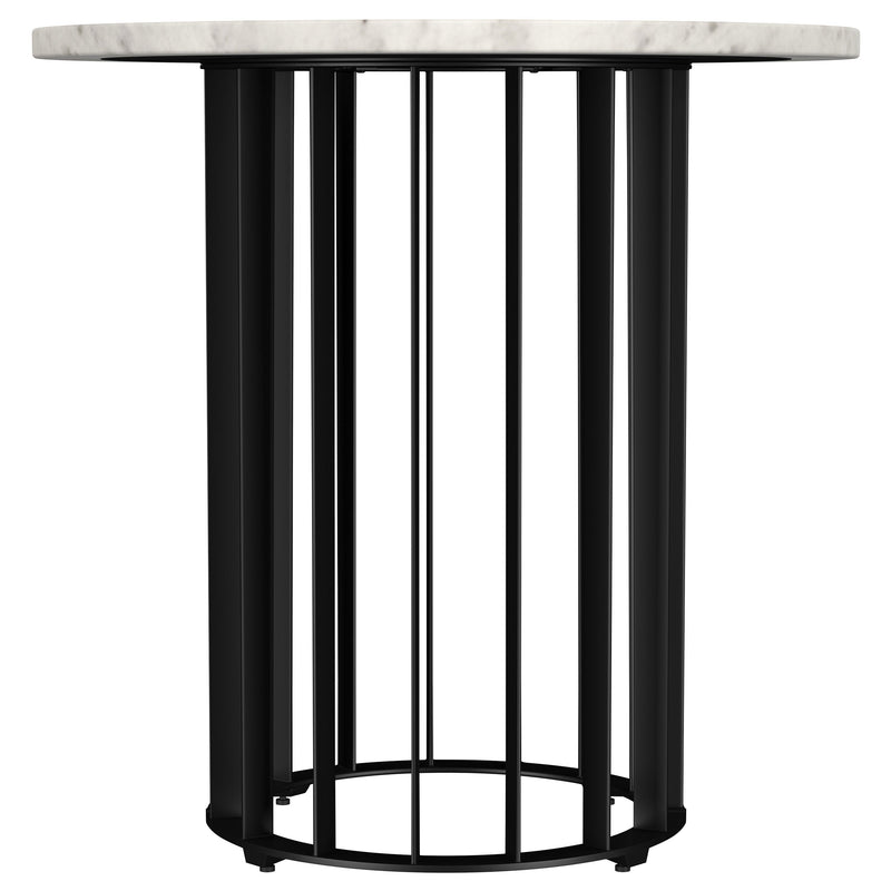 Mesa auxiliar Haven redonda de mármol blanco genuino con tapa negra