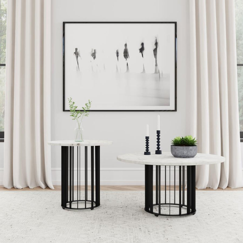 Haven Round Marble Coffee and End Table Set