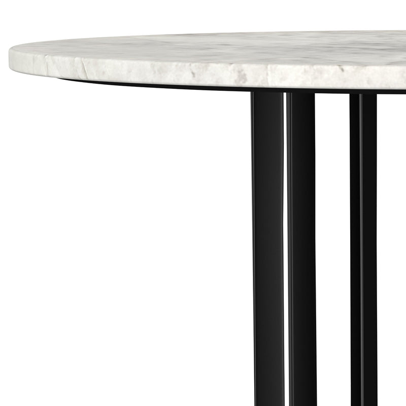 Haven Round Genuine White Marble Top Coffee Table Black