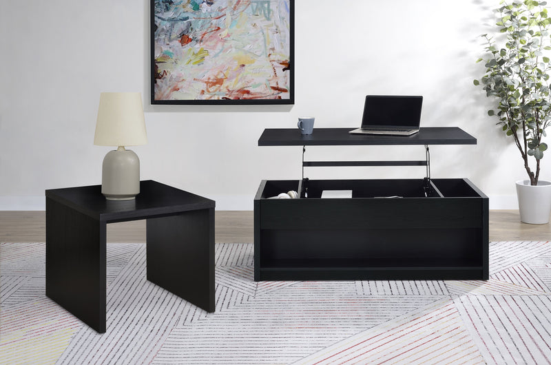 Mesa auxiliar cuadrada Knapp Engineered Wood, color negro