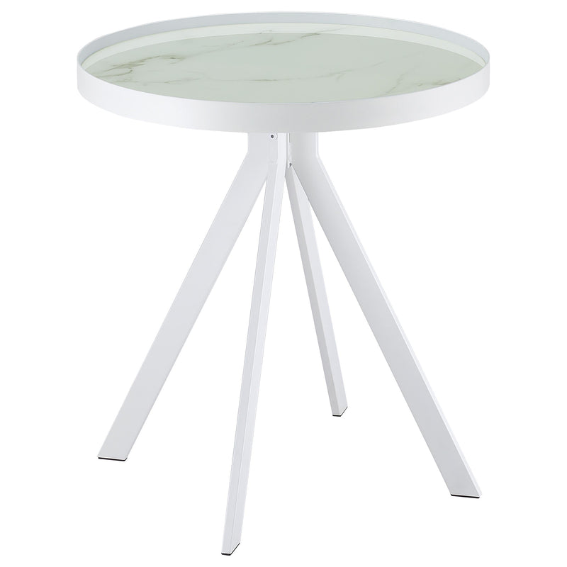 Briggs Round Marble Printed Glass Top End Side Table