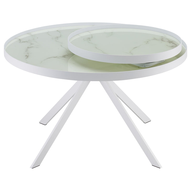 Briggs Round Marble Printed Glass Top Coffee Table