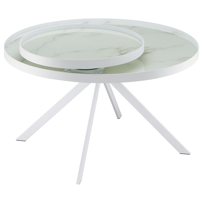 Briggs Round Marble Printed Glass Top Coffee Table