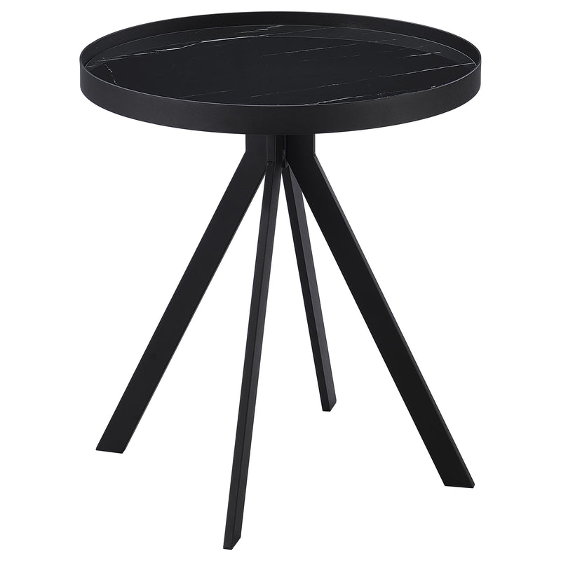 Briggs Round Marble Printed Glass Top End Side Table