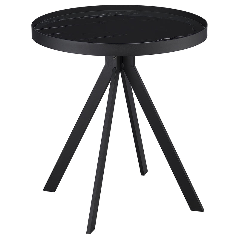 Briggs Round Marble Printed Glass Top End Side Table