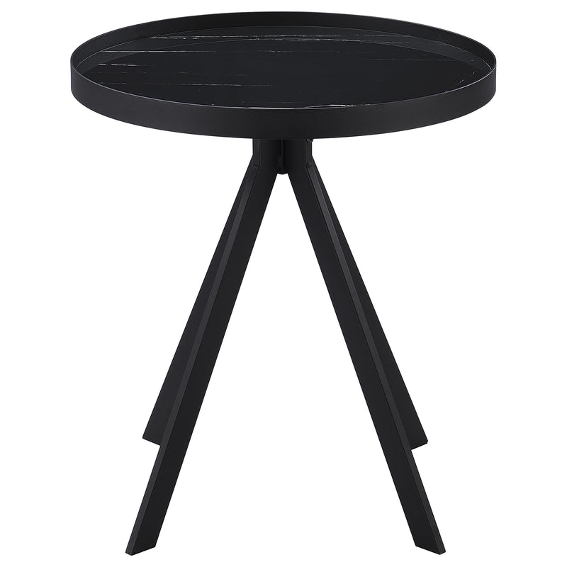 Briggs Round Marble Printed Glass Top End Side Table