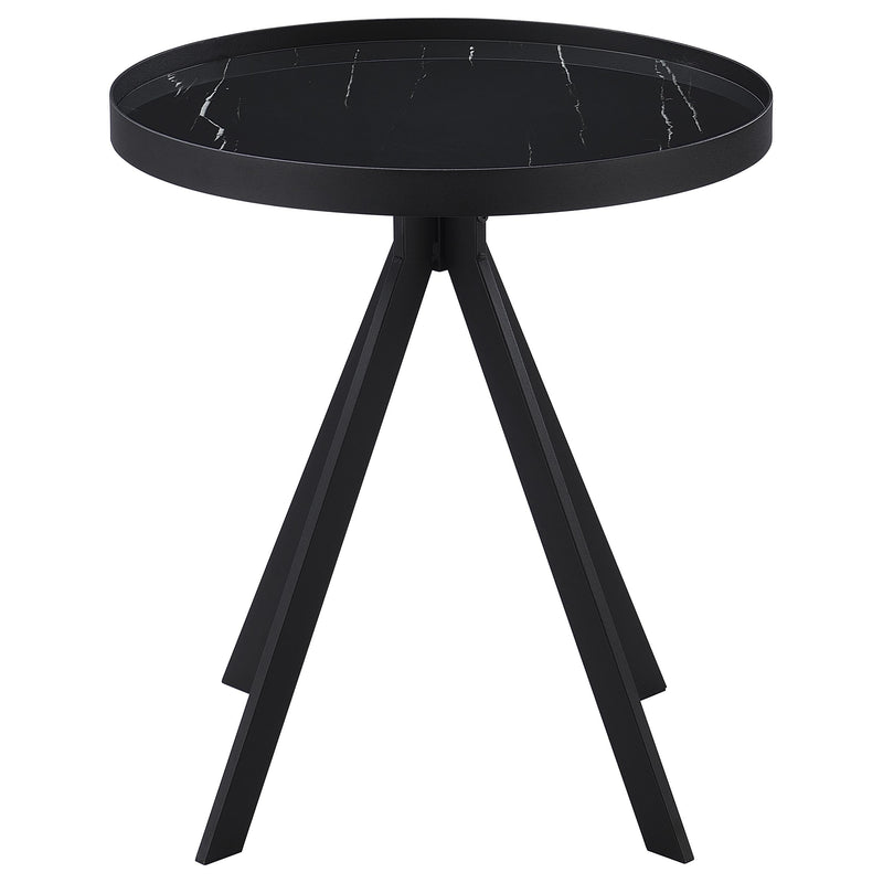 Briggs Round Marble Printed Glass Top End Side Table