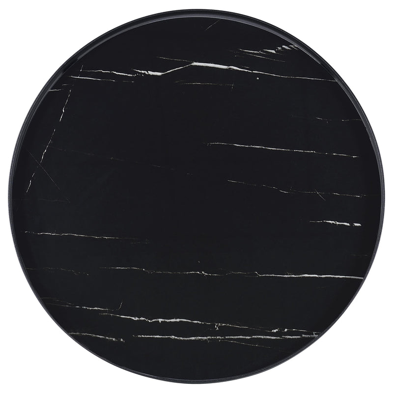 Briggs Round Marble Printed Glass Top End Side Table