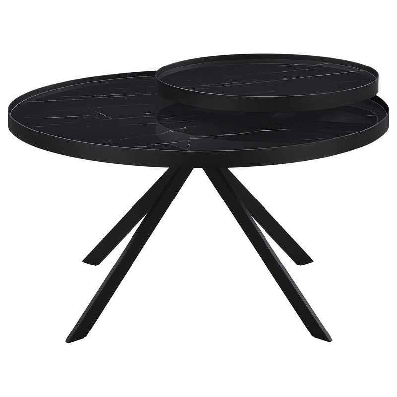 Briggs Round Marble Printed Glass Top Coffee Table