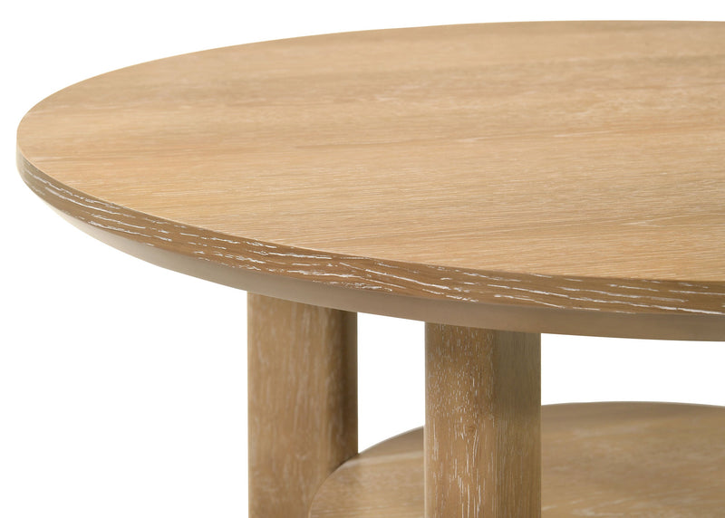 Mesita auxiliar de madera redonda Ottowa con estante