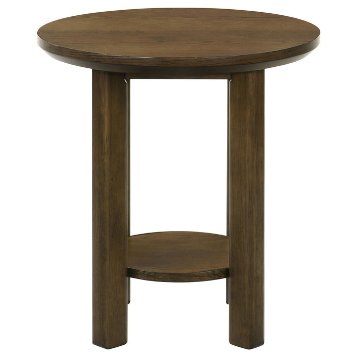 Ottowa Round Wood Side End Table with Shelf