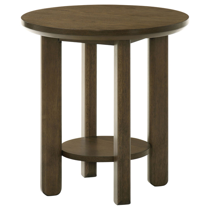Ottowa Round Wood Side End Table with Shelf