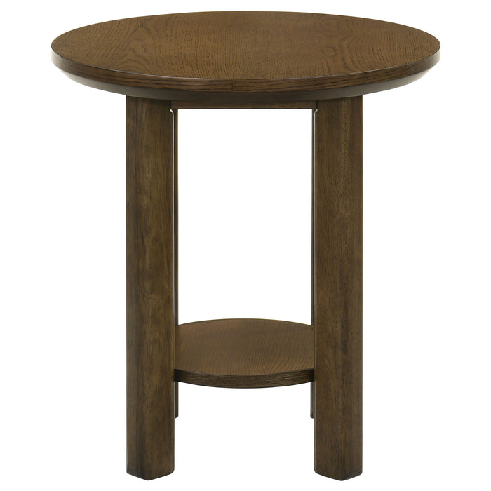 Ottowa Round Wood Side End Table with Shelf