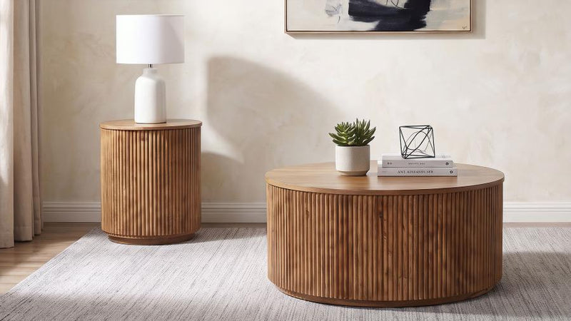 Coffey Round Mango Wood End Table