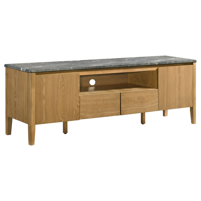 Mueble de TV SmartTop de 2 puertas de 63 pulgadas Bradley, gris y natural