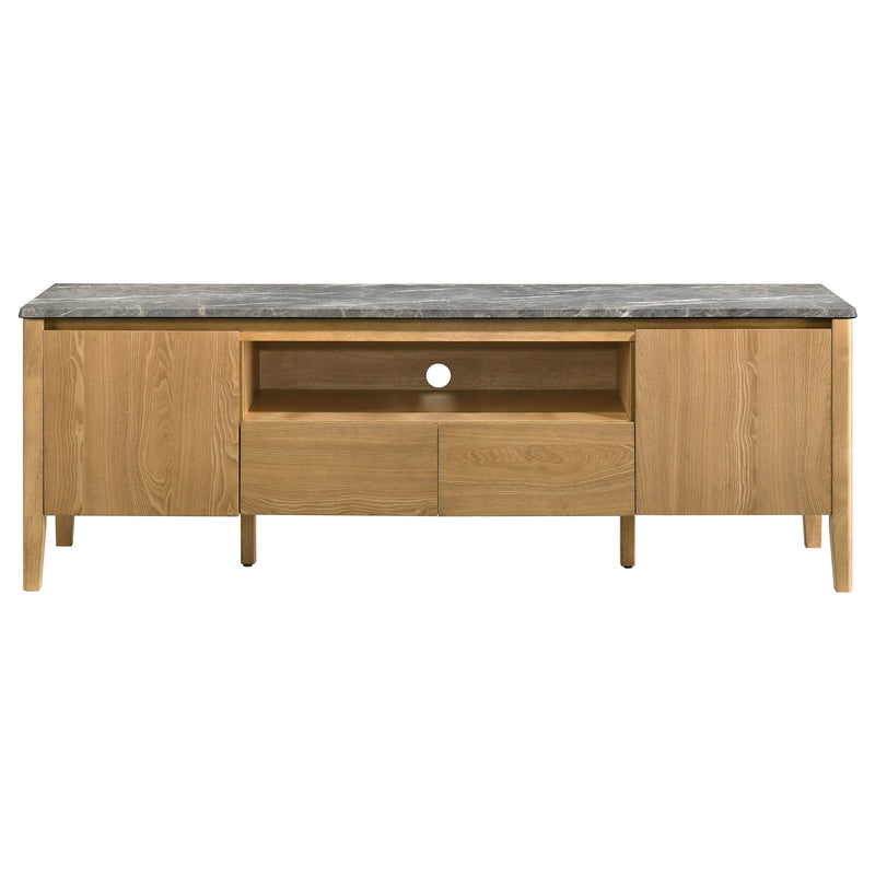 Mueble de TV SmartTop de 2 puertas de 63 pulgadas Bradley, gris y natural