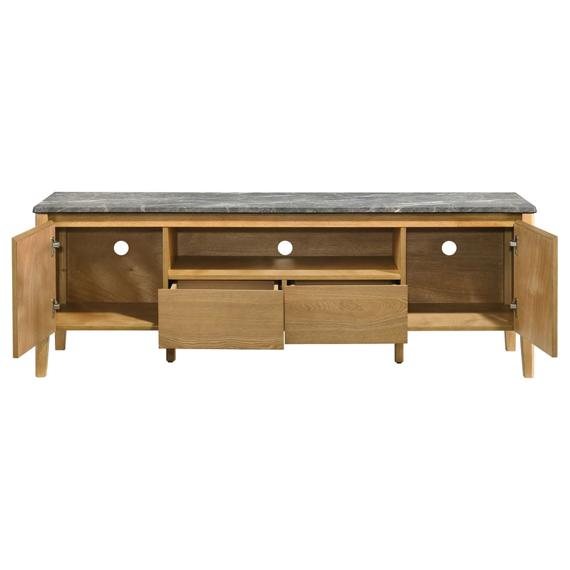 Mueble de TV SmartTop de 2 puertas de 63 pulgadas Bradley, gris y natural