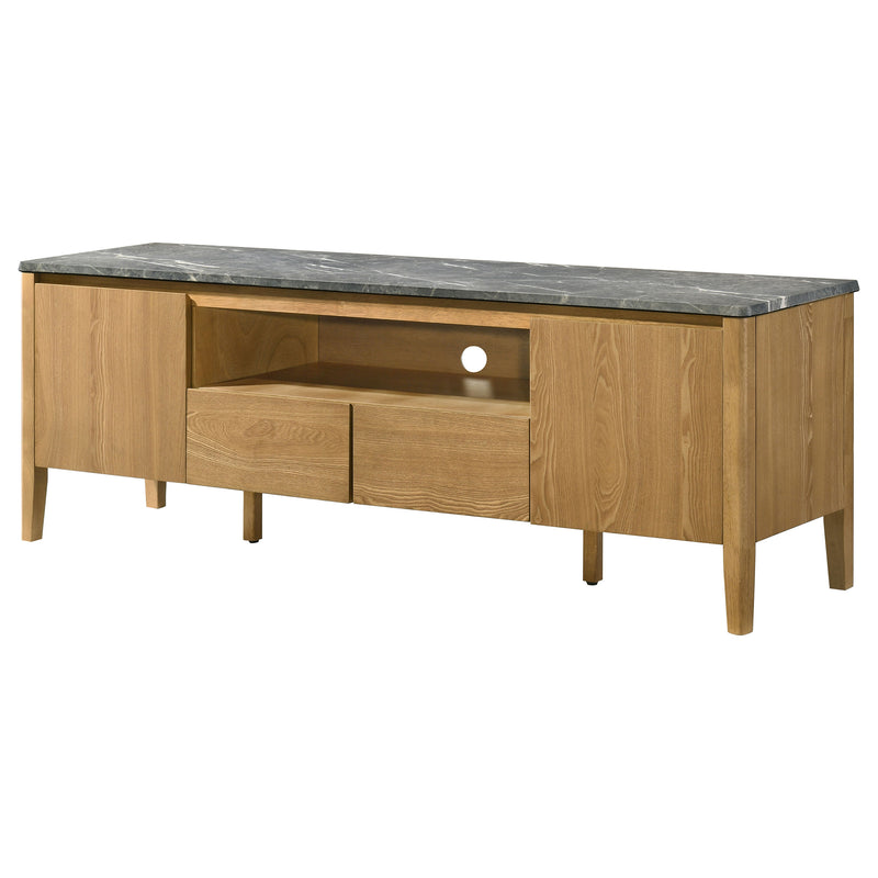 Mueble de TV SmartTop de 2 puertas de 63 pulgadas Bradley, gris y natural