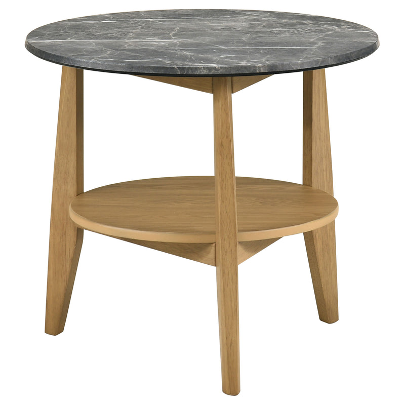 Mesa auxiliar SmartTop redonda Bradley gris y natural