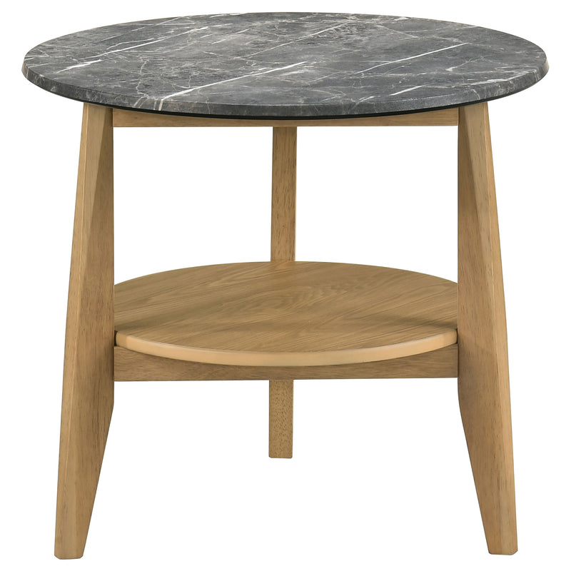 Mesa auxiliar SmartTop redonda Bradley gris y natural