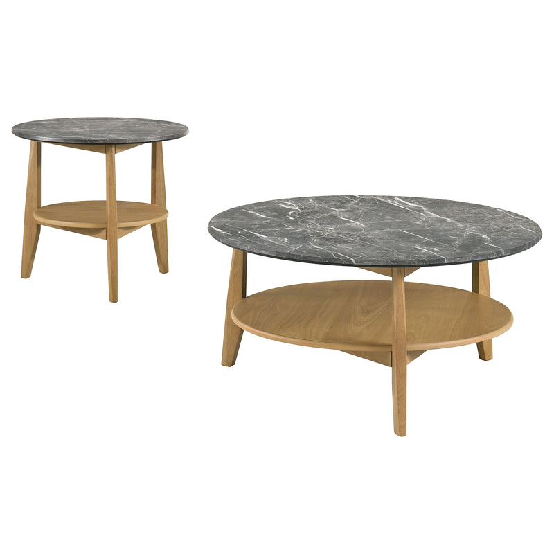 Mesa de centro/cóctel SmartTop redonda Bradley en gris y natural