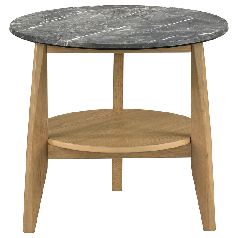 Mesa de centro/cóctel SmartTop redonda Bradley en gris y natural