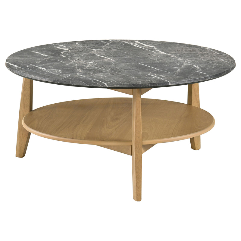 Mesa de centro/cóctel SmartTop redonda Bradley en gris y natural