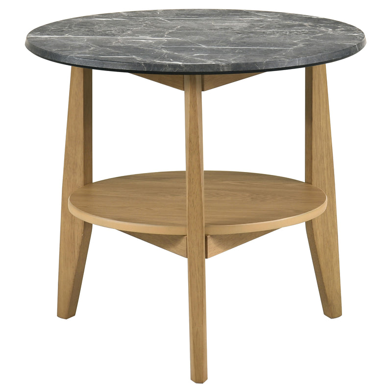 Mesa de centro/cóctel SmartTop redonda Bradley en gris y natural