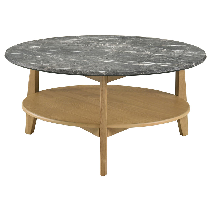 Mesa de centro/cóctel SmartTop redonda Bradley en gris y natural