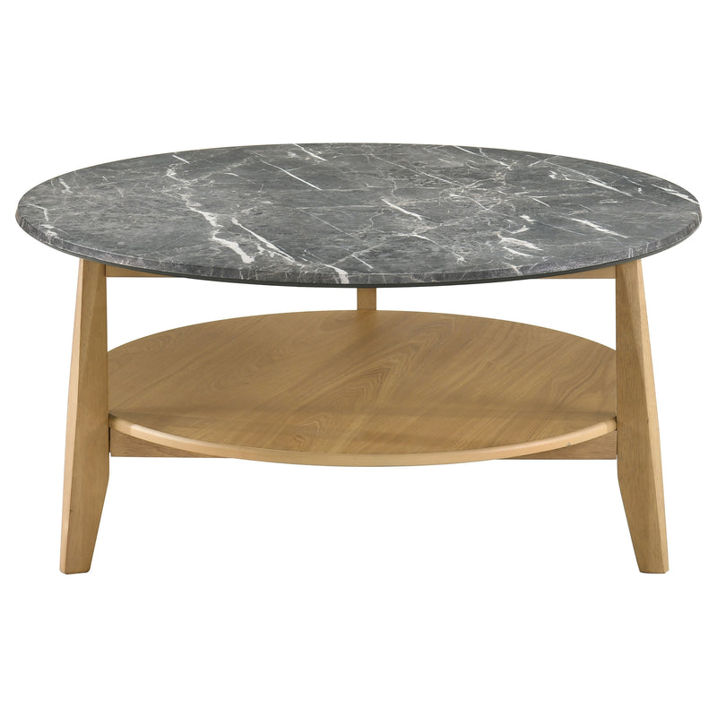 Mesa de centro/cóctel SmartTop redonda Bradley en gris y natural