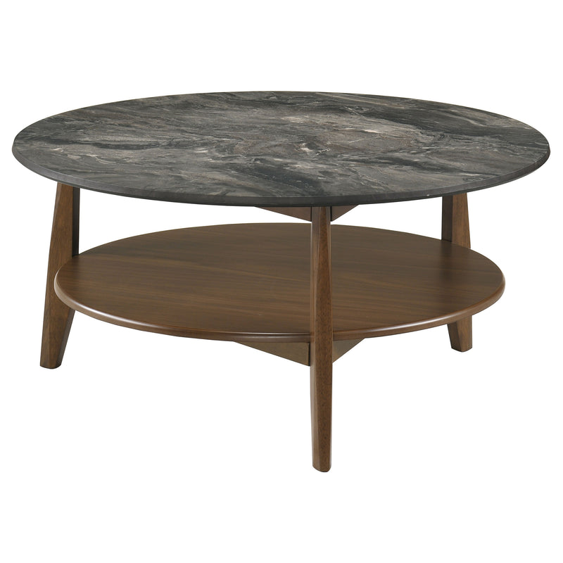 Mesa de centro/cóctel SmartTop redonda Bradley en gris y natural