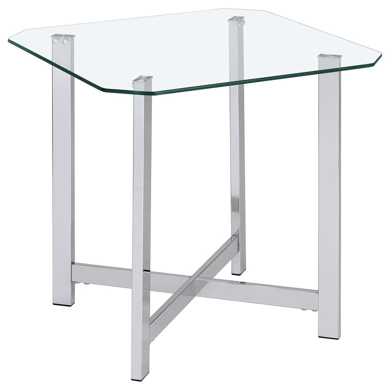 Mesa Auxiliar/Mesa Noche con Tapa de Cristal Templado Cuadrada Cronin Cromada