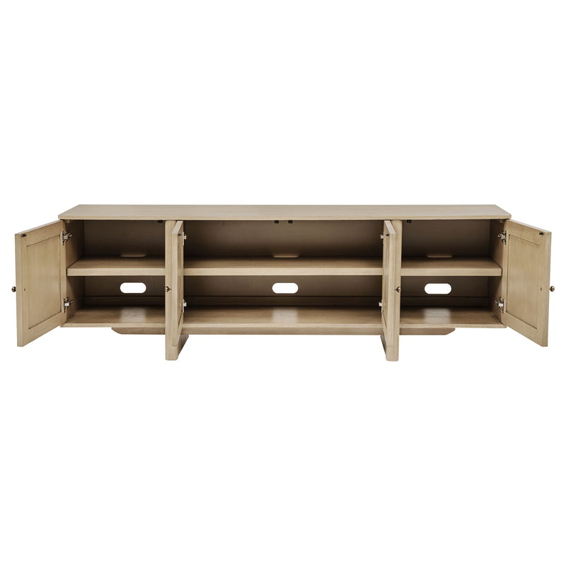 Kailani Mueble de TV de 79 pulgadas con 4 puertas de rejilla, consola multimedia, roble beige