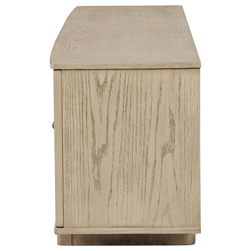 Kailani Mueble de TV de 79 pulgadas con 4 puertas de rejilla, consola multimedia, roble beige