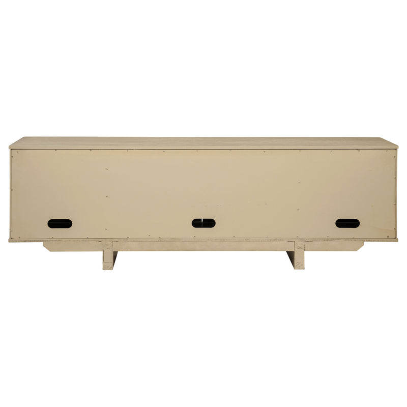 Kailani Mueble de TV de 79 pulgadas con 4 puertas de rejilla, consola multimedia, roble beige