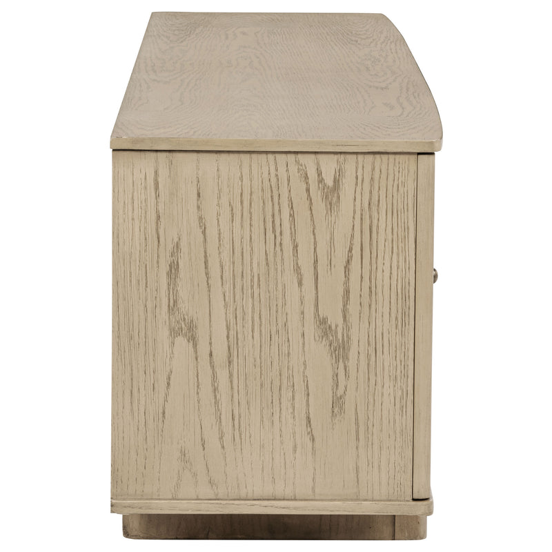 Kailani Mueble de TV de 79 pulgadas con 4 puertas de rejilla, consola multimedia, roble beige