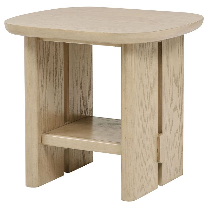 Mesa auxiliar Kailani Coastal Square End con estante, roble beige