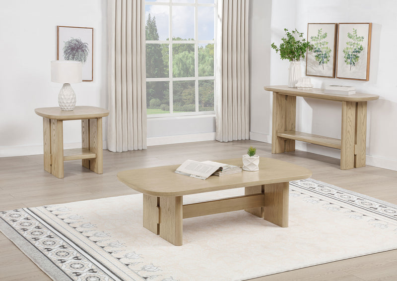 Mesa auxiliar Kailani Coastal Square End con estante, roble beige