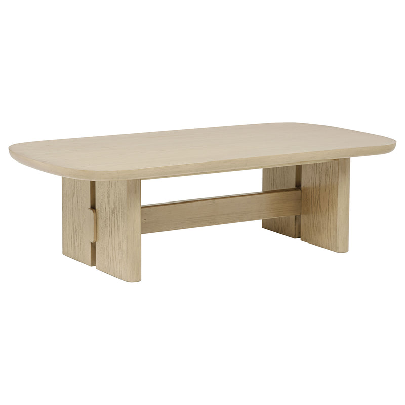 Juego de 3 mesas de centro y auxiliares Kailani color roble beige, estilo costero